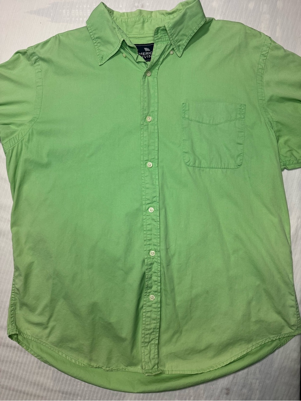 American Living Light Green Short-Sleeve Button-Down Shirt